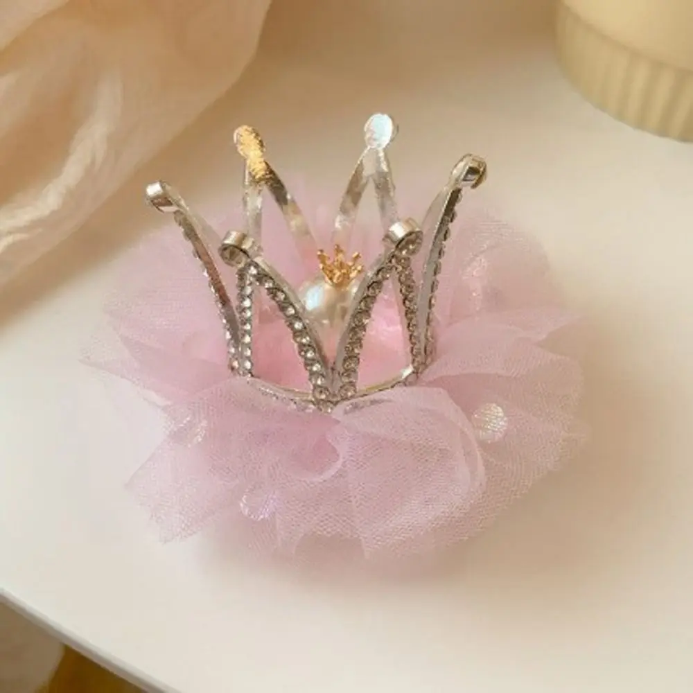 

Lovely Sweet Cute Alloy Crown Pearl Gauze Rhinestone Headwear Hair Accessory Hair Clip Girl Hairpin