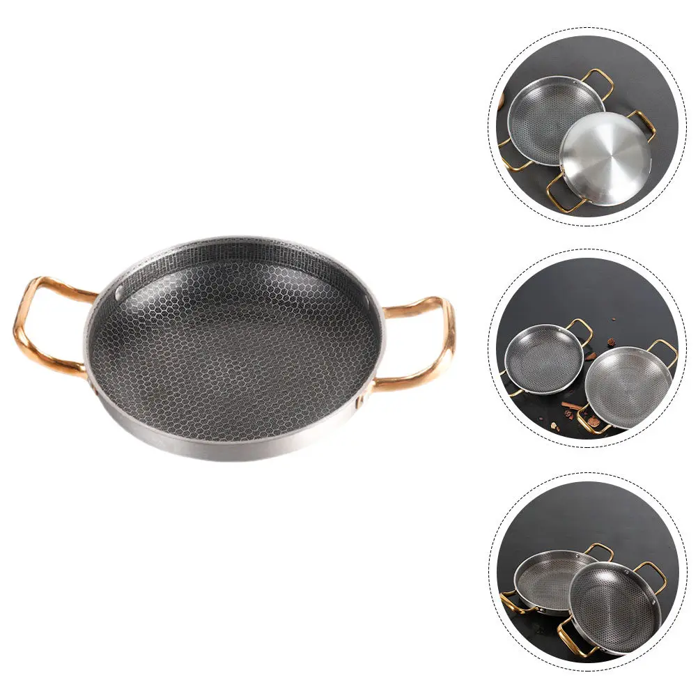 Stainless Steel Honeycomb Frying Pan Thickened Nonstick Seafood Crayfish Pan Ergonomic Handle Scratch Resistant Induction