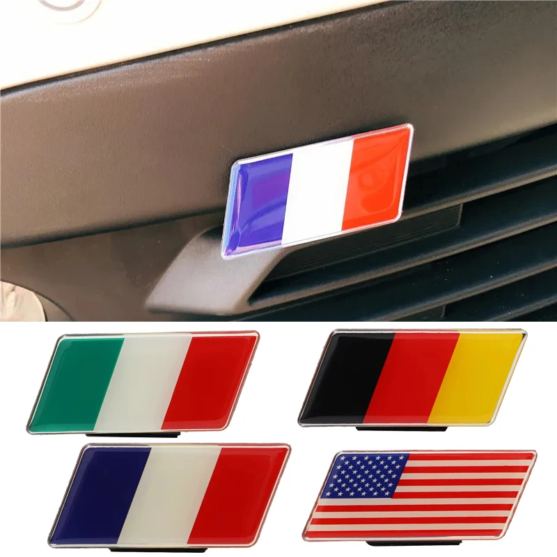 Universele Groot-Brittannië Duits Frankrijk Italië Rusland Amerika Vlag Auto Voorgrill Decals Emblem Badge Sticker