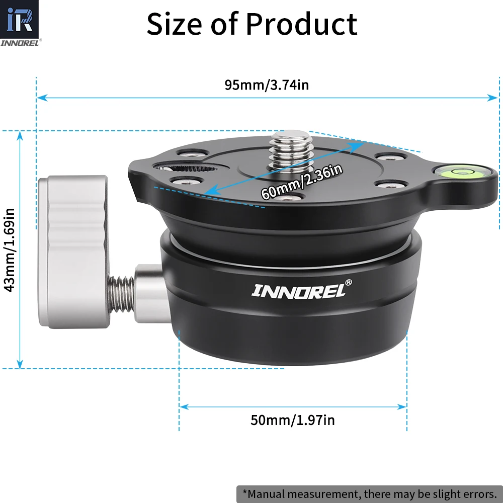 Afbeelding 4: Statief Monopod Hoofd Leveling Base Niveau Horizontale Innorel LB50 Professionele Hemisferische Luchtfotografie Voor Dslr Camera