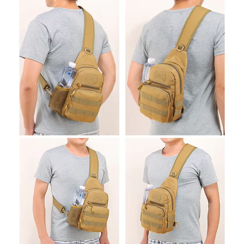 Outdoor Tactical Camouflage Kettle Chest Pack Bags Men Hiking Backpack Nylon Hunting Fishing Molle
