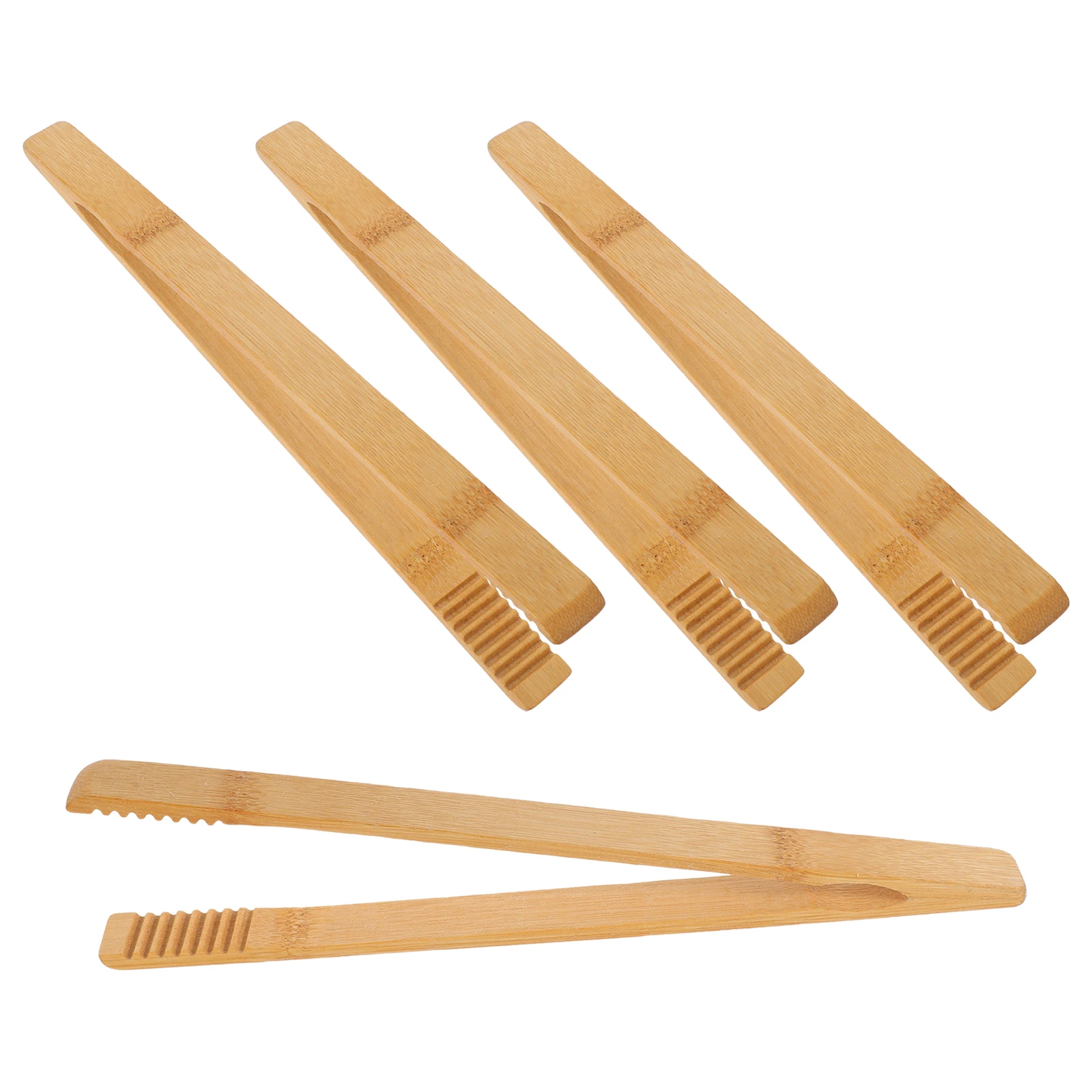 

4 Pcs Food Clips Bamboo Tongs Kitchen Barbecue Bread Steak Meat Tools Tea Cup Accessories Practical Portable Non Slip Clamp