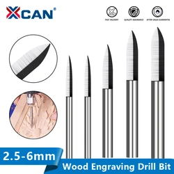 XCAN Wood Engraving Bit 1 Flute 2.35-6mm Woodworking Milling Cutter Solid Carbide Grinding Burr Wood Carving Drill Bit Hand Tool