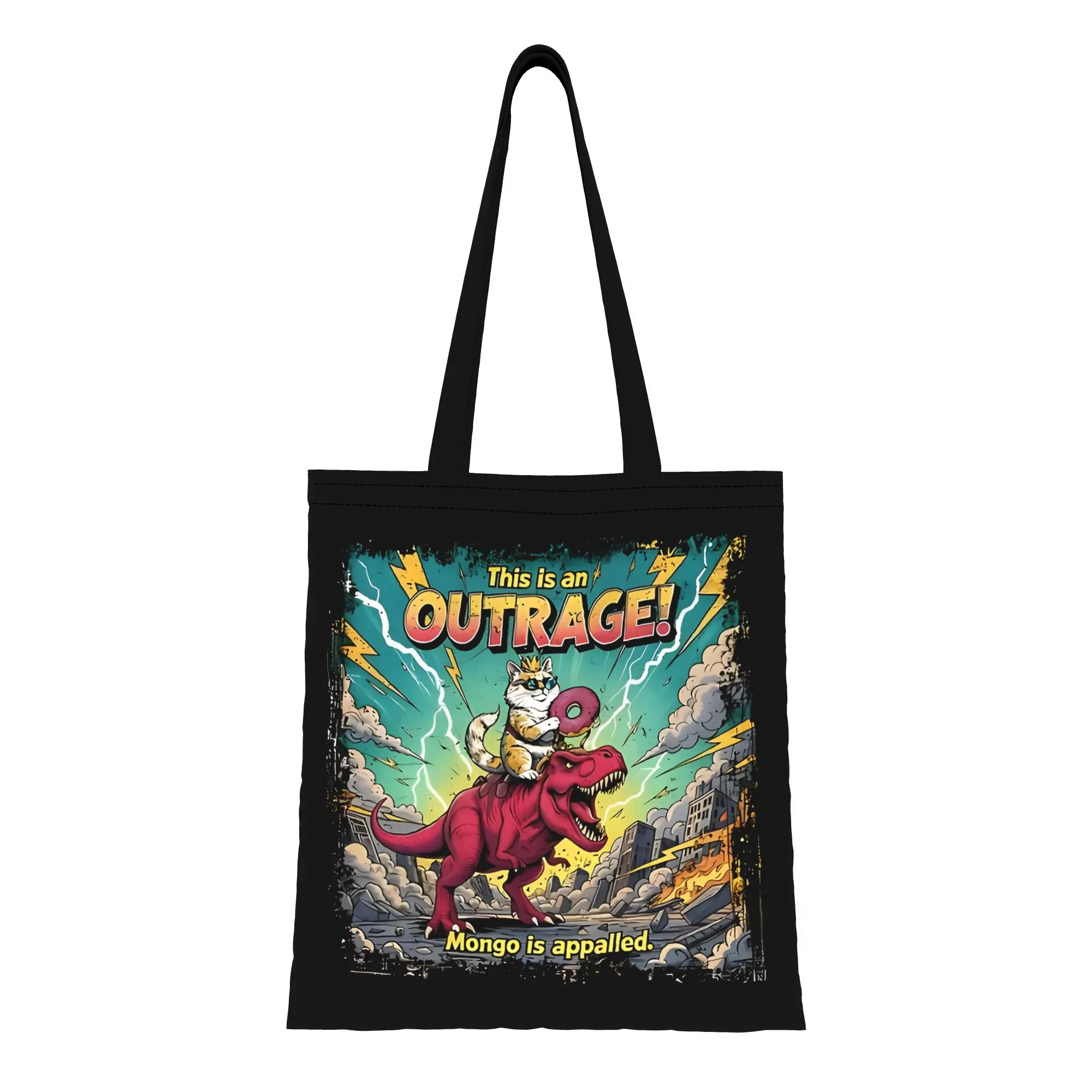 Reusable Trendy This Is An OUTRAGE Donut Mogo Shopping Bag Women Tote Bag Portable  Shopper Bags