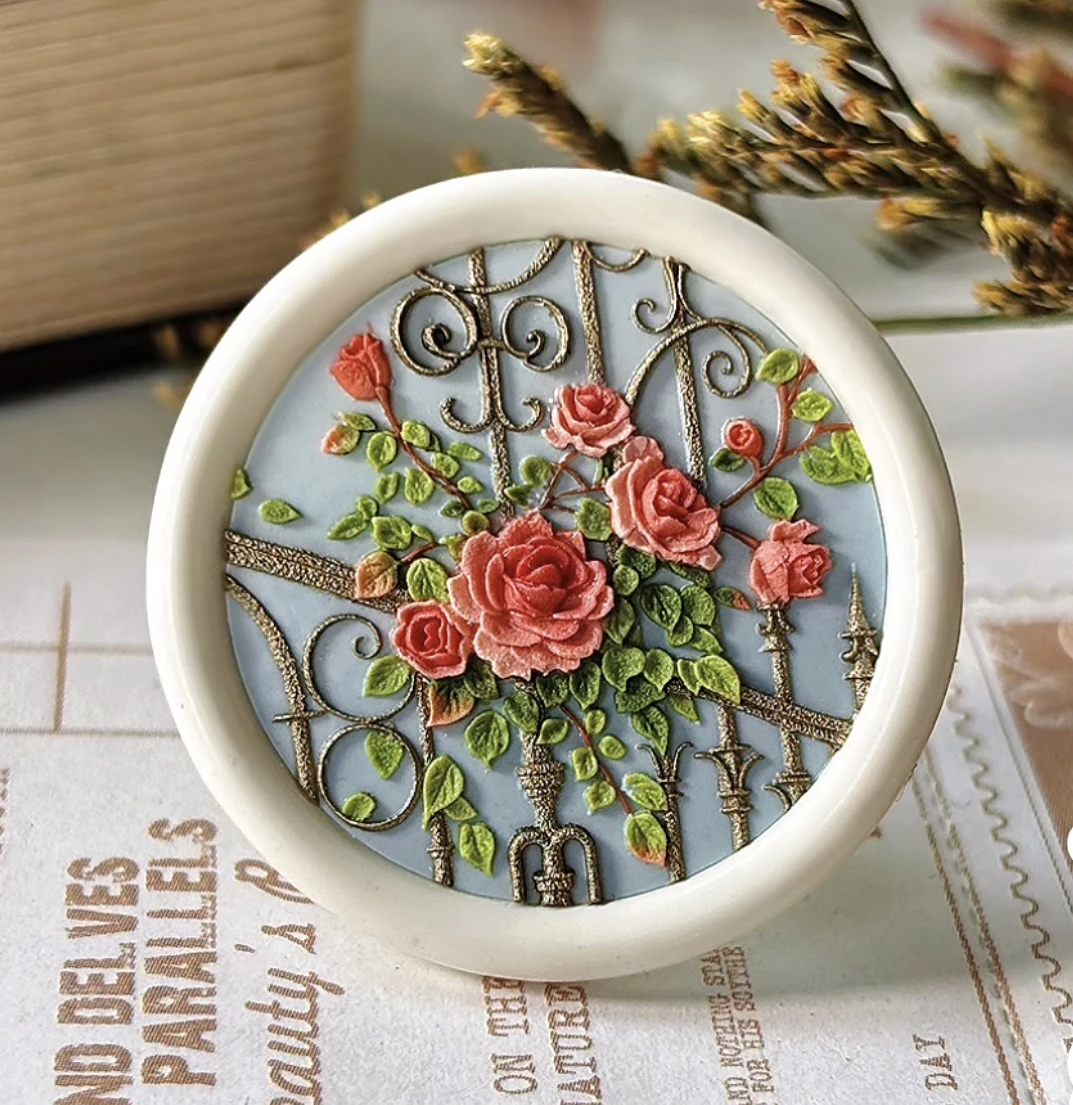 

Свадебное приглашение, штамп с вишневым цветком, розами и жимолостью, огненная печать, летняя печать с головой, магнит на конверте