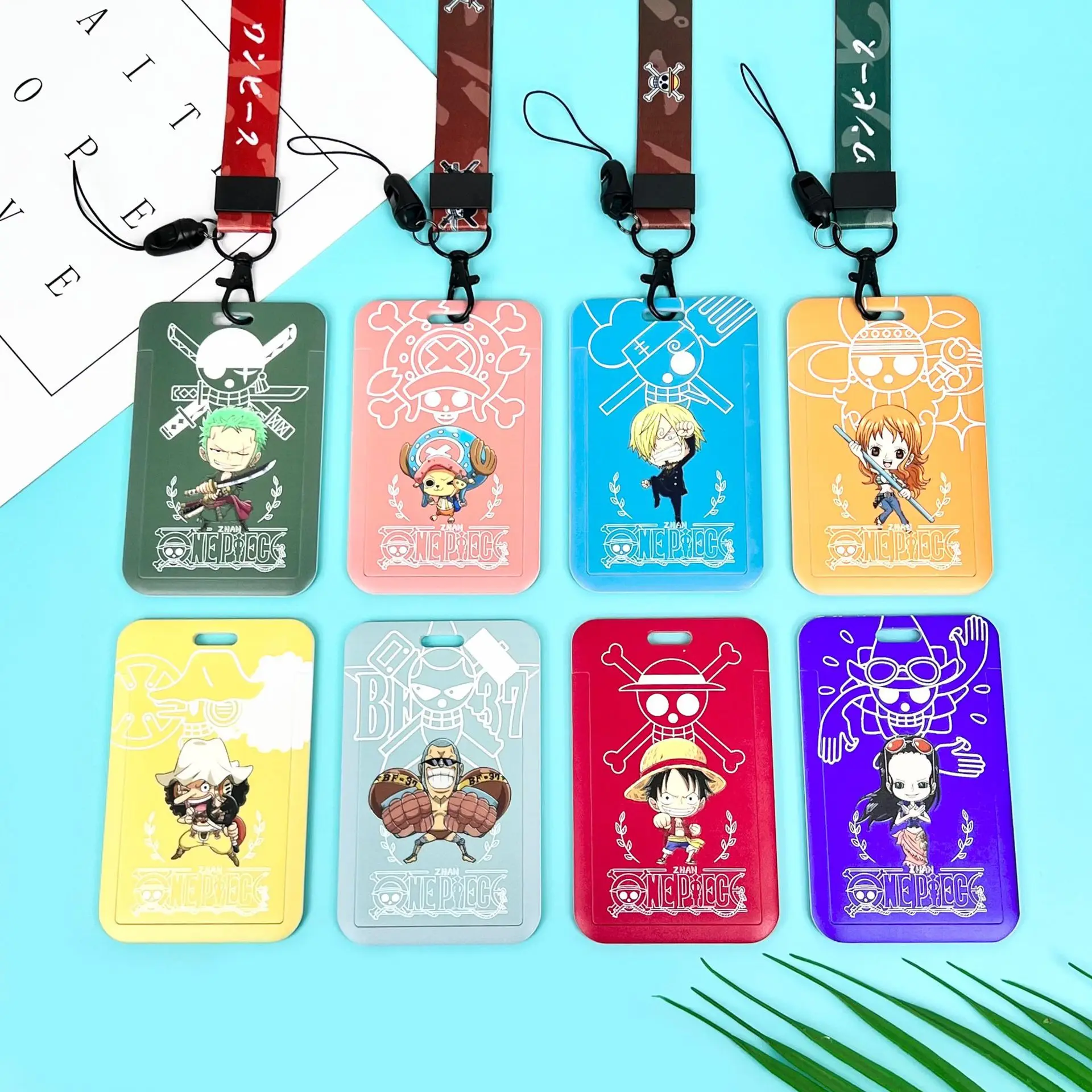 Anime One Piece rope student food card protective cover access control card bus card set key chain hang holiday gifts