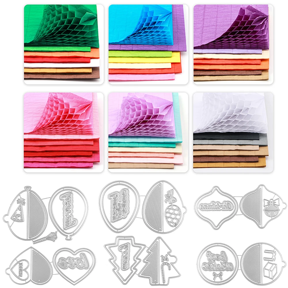 Honeycomb Tissue Pad Assorted Colors Honeycomb Ball Tree Balloon Ornament for 3D Craft Pop-Up Valentine's Day Cards Making