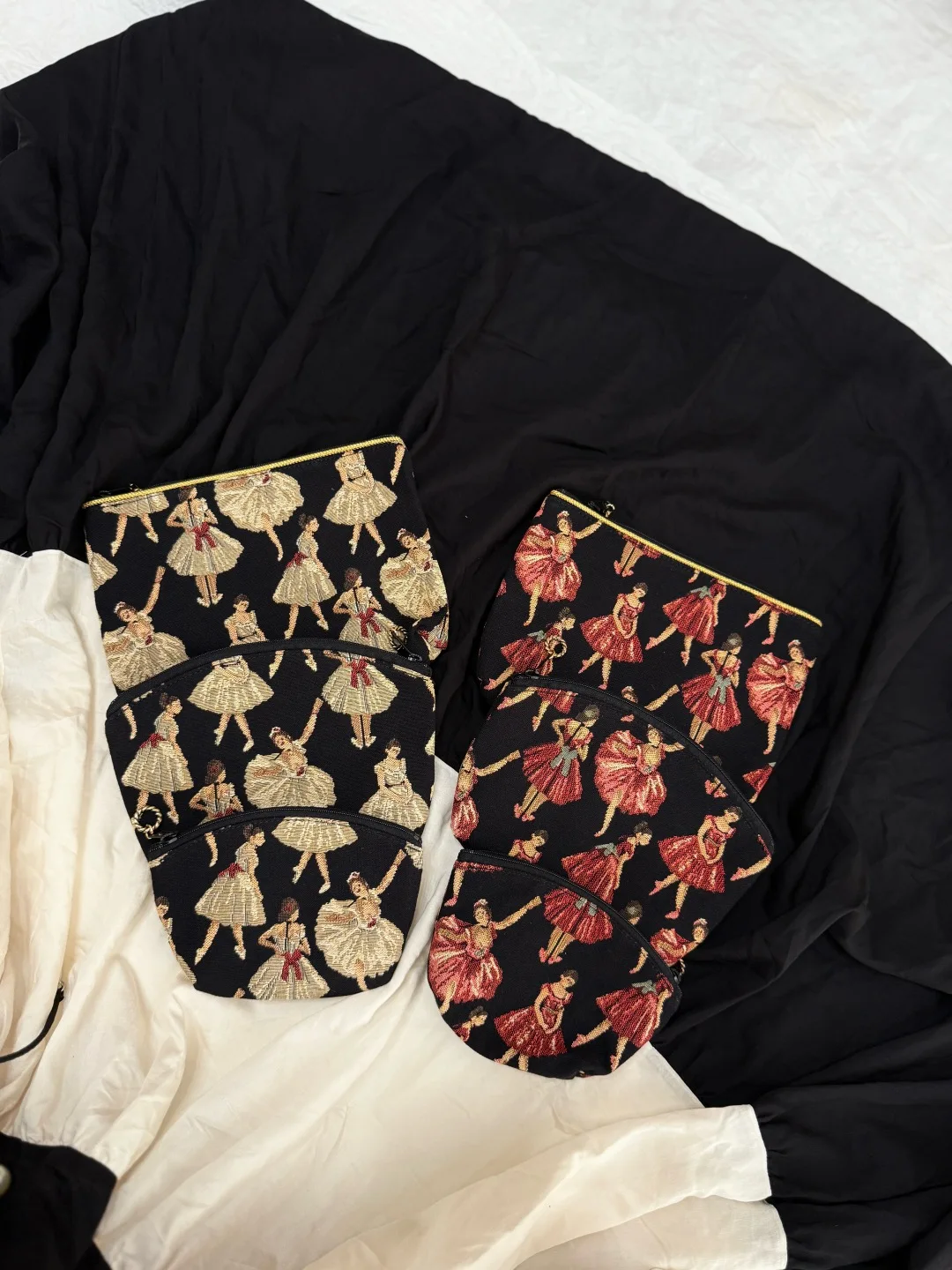 bellebranchee-bolsa-de-maquillaje-con-estampado-retro-de-bailarina-de-ballet-diseno-de-concha-cierre-de-cremallera-juego