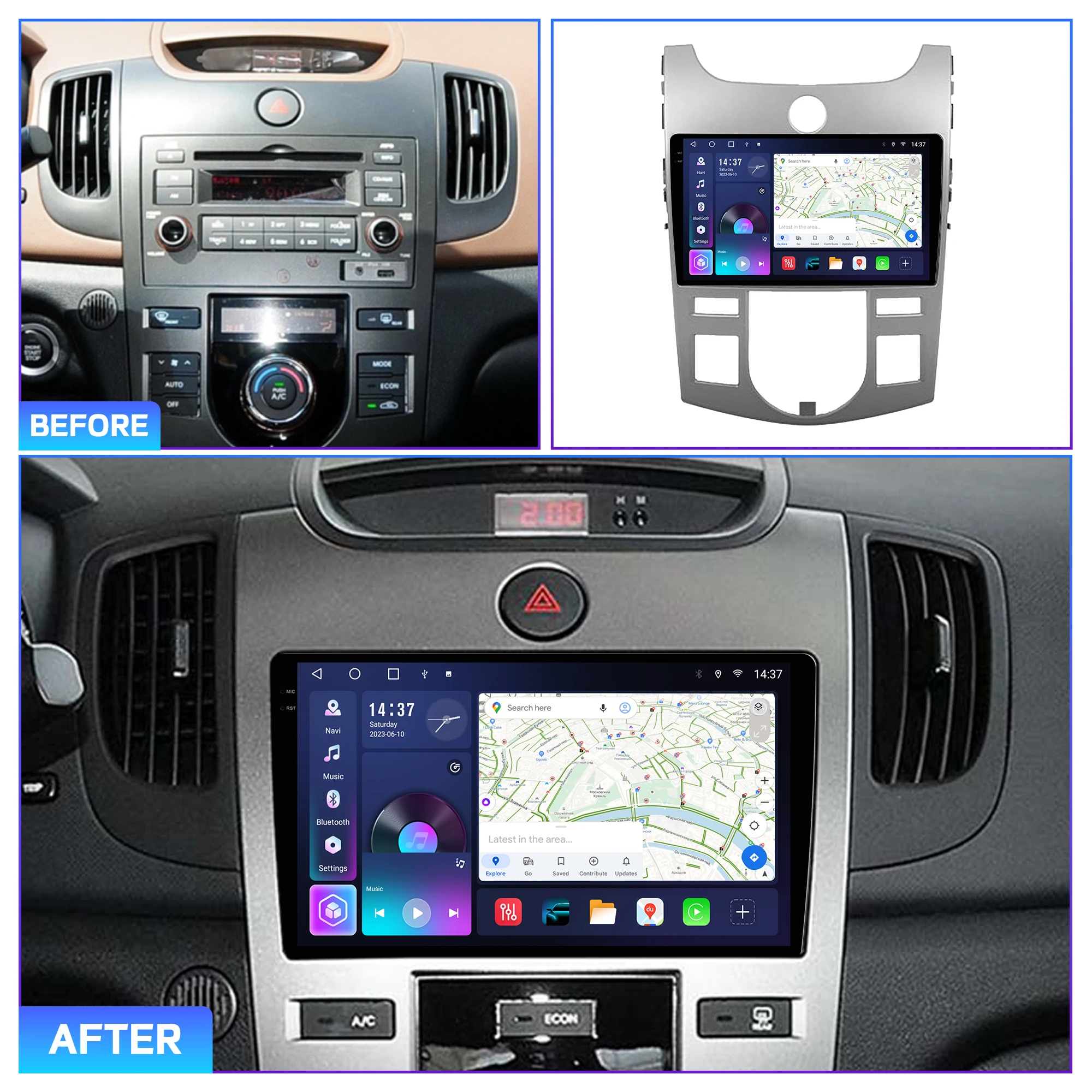 Penhui For  Cerato 2 Forte 2009-2016 Android Car DVD Player 2Din 9'' Touchscreen DSP Bluetooth Video Multimedia System