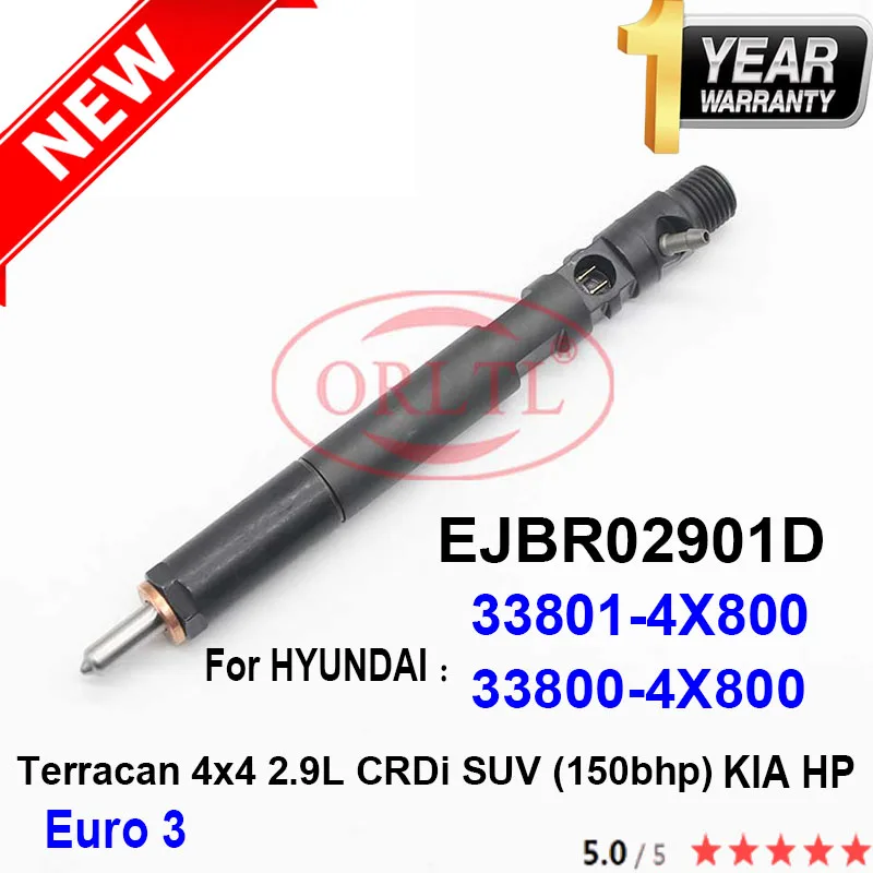 

EJBR02901D 33801-4X800 33800-4X800 Common Rail Injector 33800 4X800 33801 4X800 For HYUNDAI KIA HP Euro 3 Terracan 4x4 2.9L