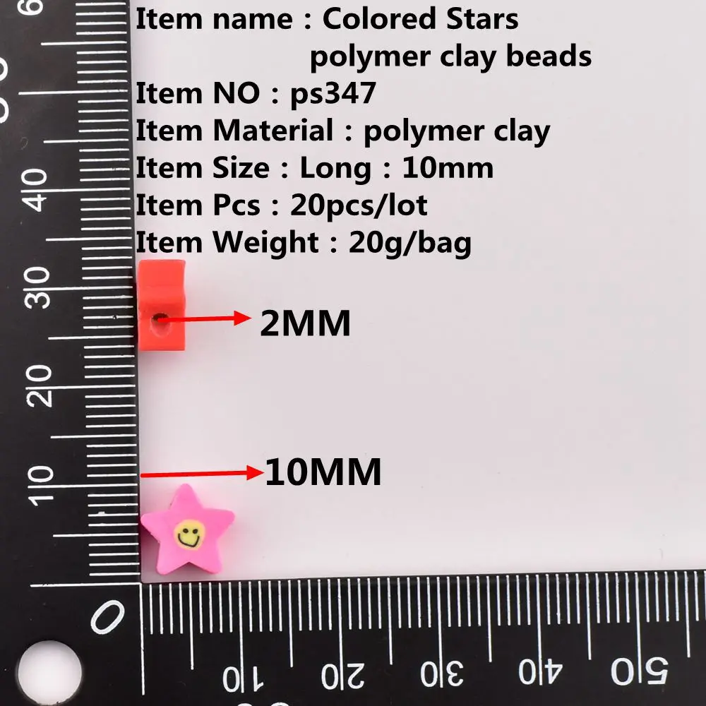 20pcs/lot Perforated Colored Stars polymer clay  DIY Fashion Accessories polymer clay beads for Jewelry Making