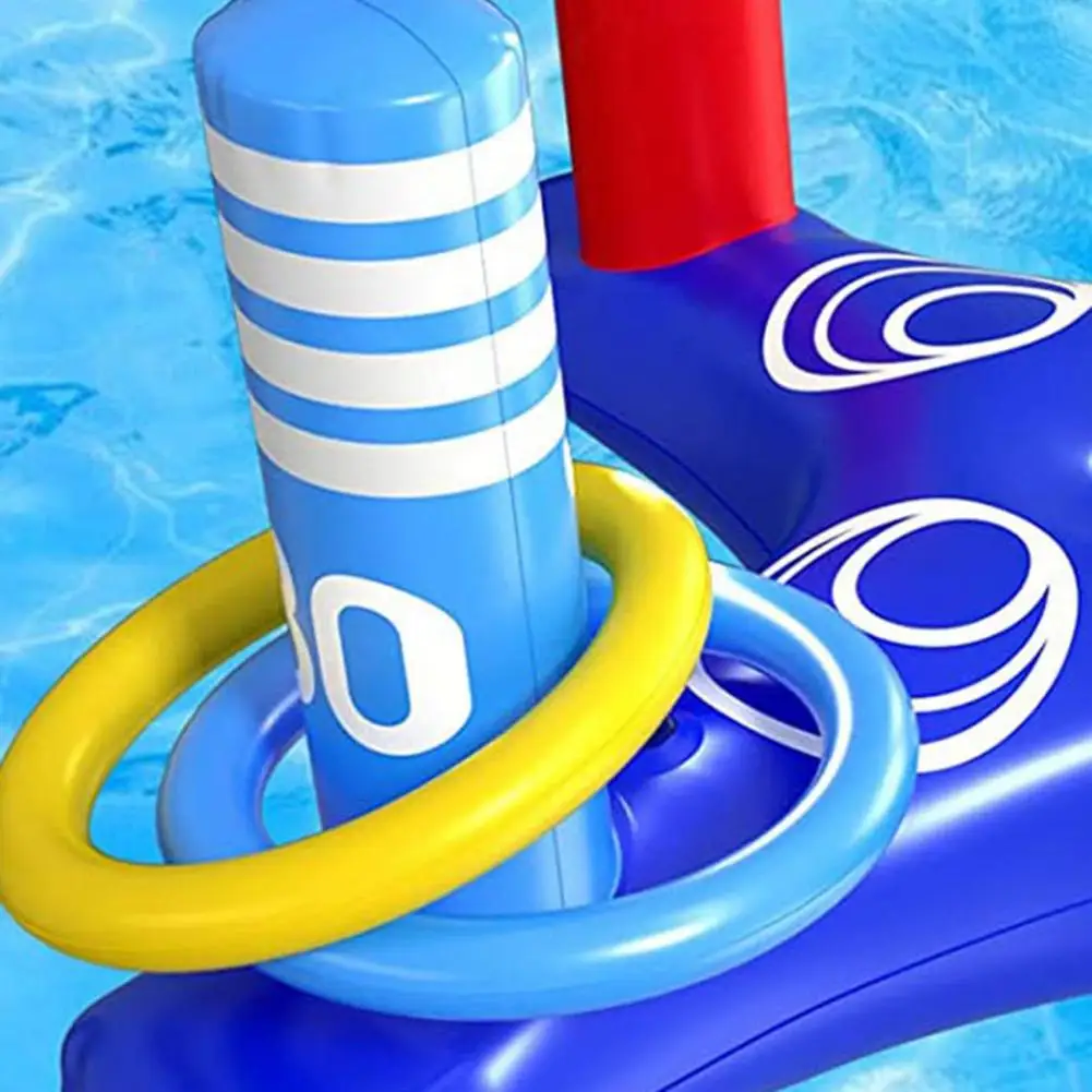 Pool Play Set Pool Floats Toy Set Floating Basketball Hoop Game Cross Ring Toss Water Toys for Kids Adults Swimming Pool Fun