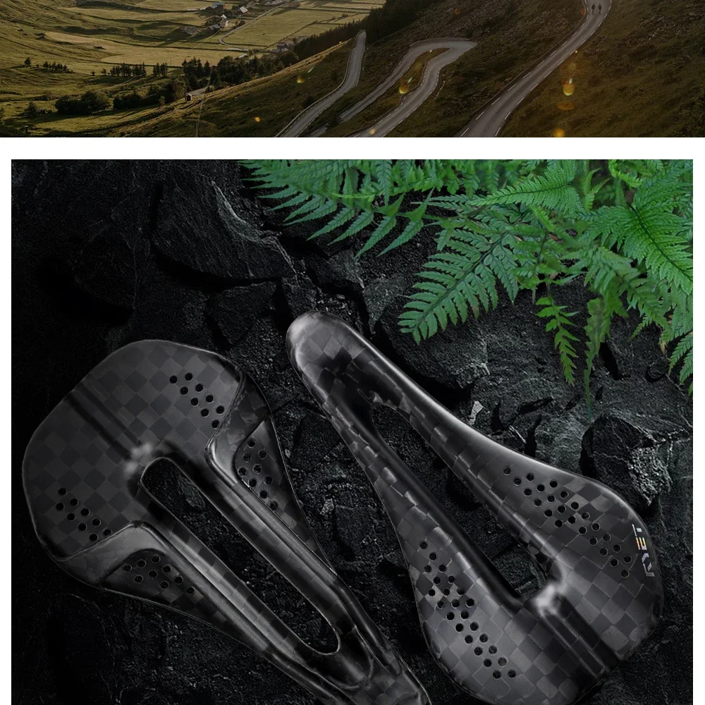 RYET 12K Carbon Ultraleichter Fahrradsattel 59g 230x125mm für MTB/Gravel/Rennrad Unisex Rennsattel 7x7 Dual-Track-Design Radfahren – Detail 15