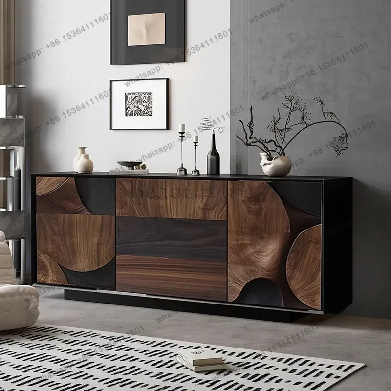 LJY Walnut Modern Living Room Cabinets Long Nordic Drawers Storage Living Room Cabinets Bedroom Shoe Szafki Do Salonu Furniture