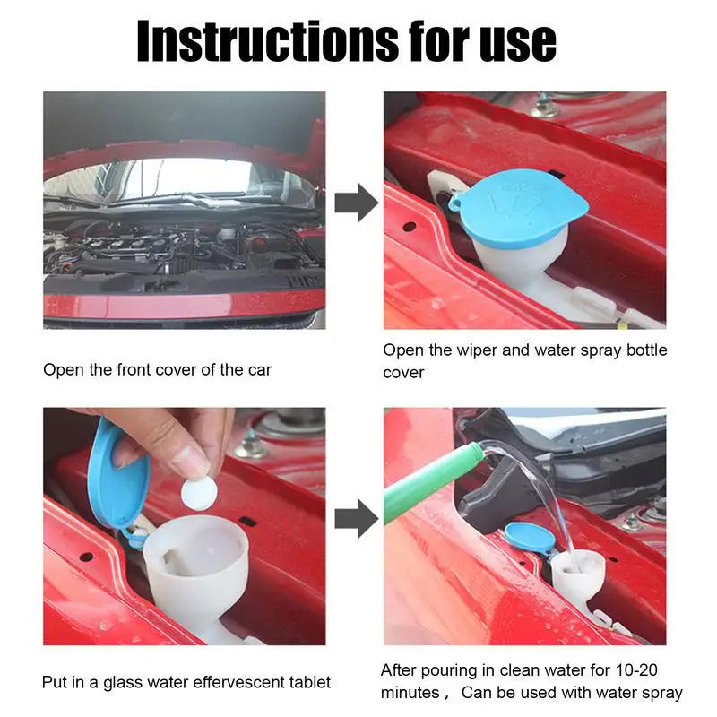 Fluido concentrado do limpador de pára-brisa do carro, manchas de vidro, comprimidos limpos, sala, 6pcs