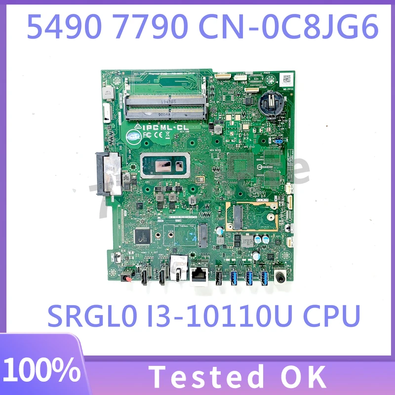 CN-0C8JG6 0C8JG6 C8JG6 With SRGL0 I3-10110U CPU High Quality Mainboard For Dell 5490 7790 Laptop Motherboard 100% Working Well