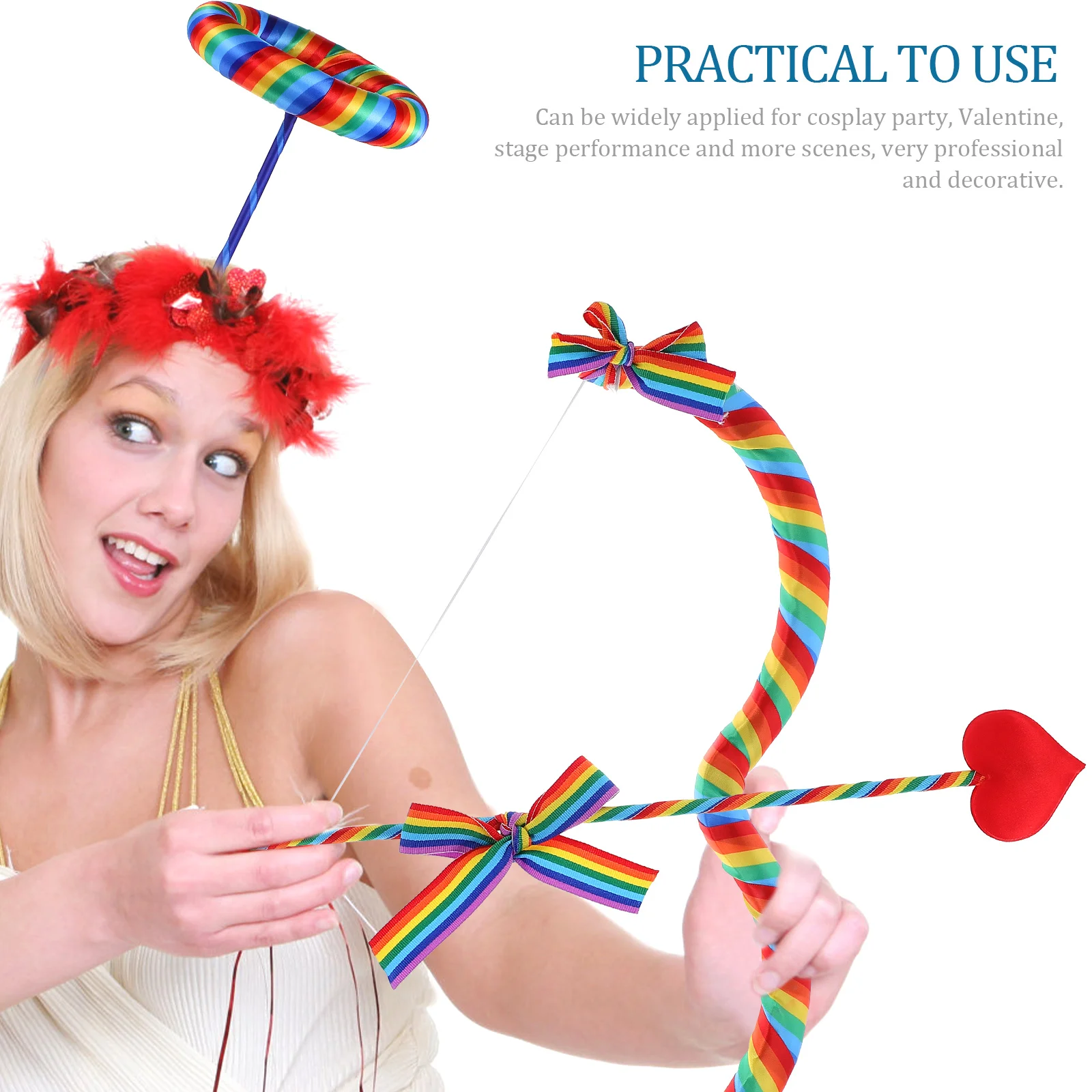 

1 set Cupid Arrow Props Foam Plastic Reusable Photo Valentine Costume Accessory Bow Arrow Headband Cosplay Party Stage