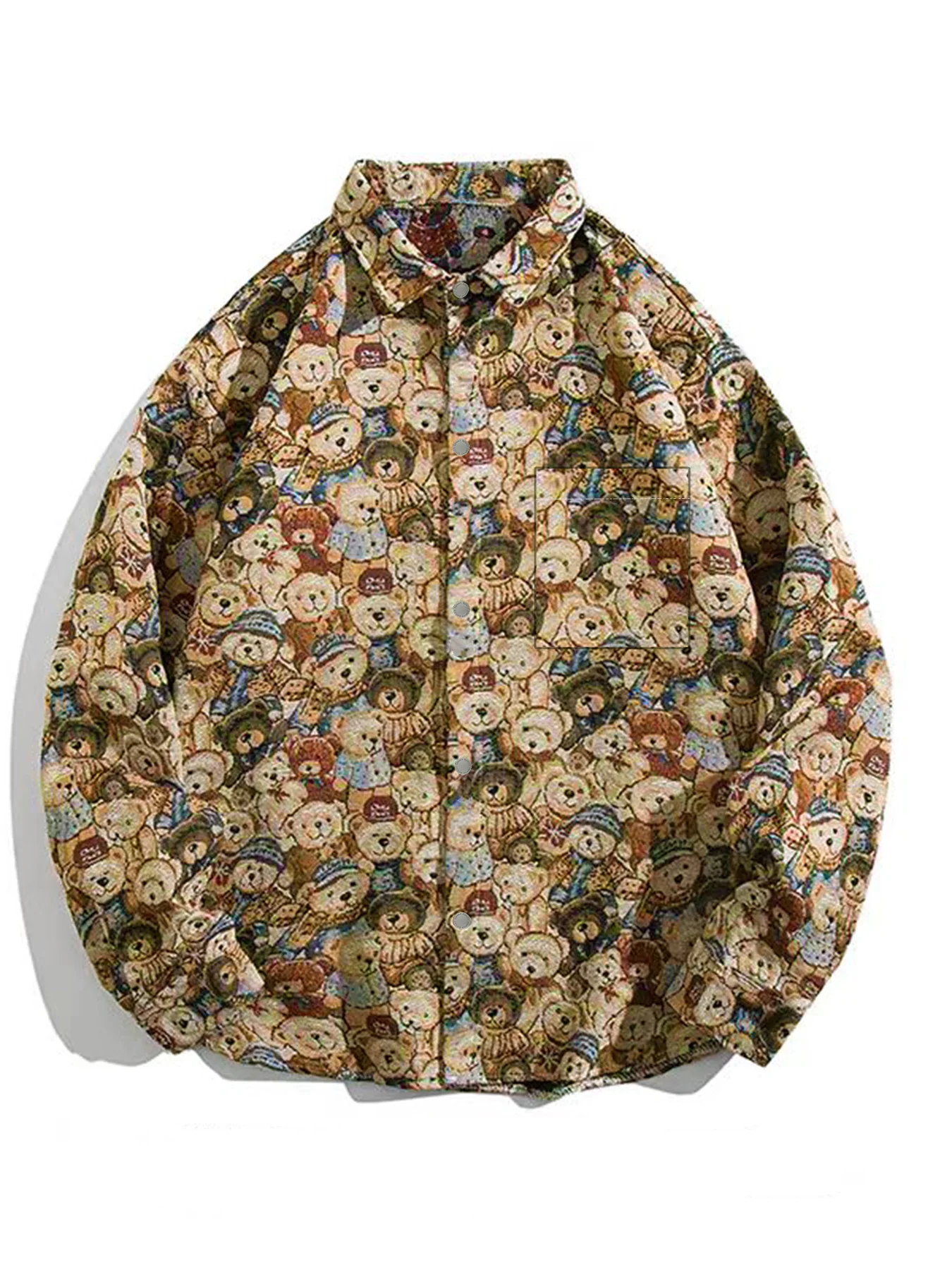 

Trendy Men's American Retro Full-Pattern Bear Jacquard Jacket, Spring and Autumn Stylish Casual Cool Jacket