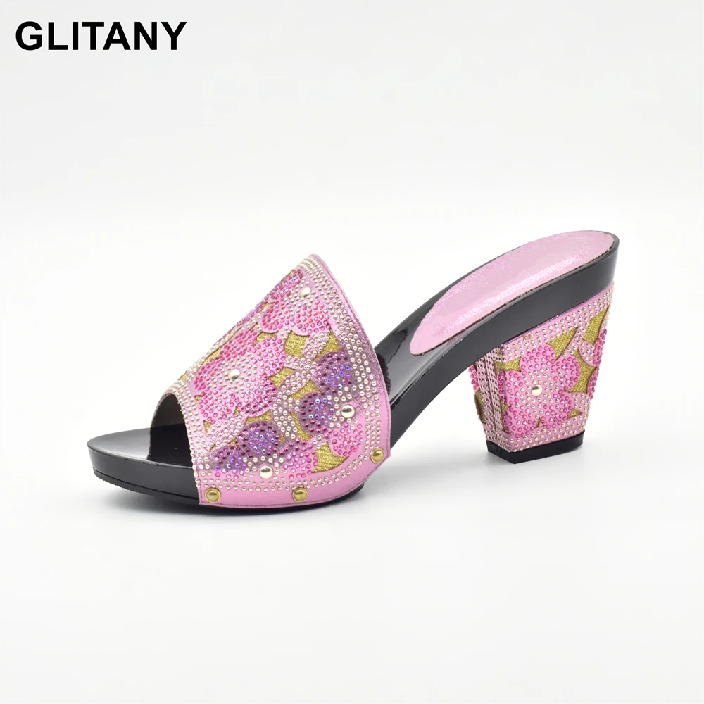 

New Arrival Crystal Wedding Shoes Womens Dress Shoes Open Toe Heels Womens Pumps Nigerian Women Wedding Shoes with Rhinestone