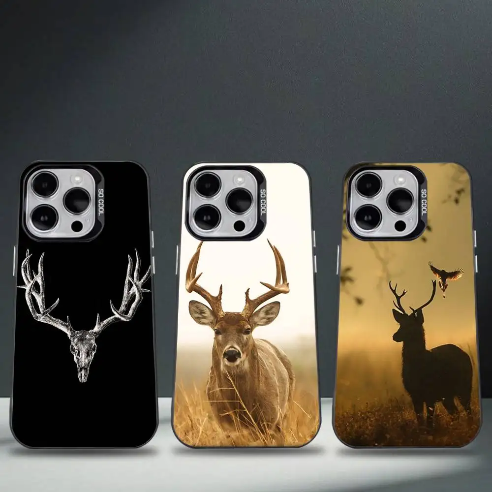 

Deer Hunting Camo Phone Case For iPhone 16,15,14,13,12,11,8,7,Pro,Max,Plus,Mini,XS,SE Anti Fall Black Matte Hard