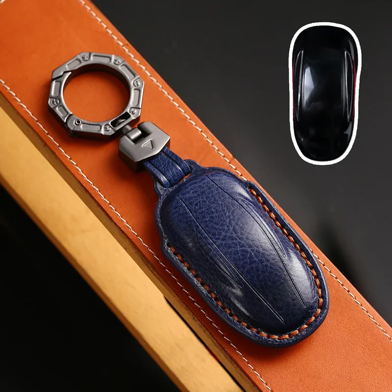 

1pc Leather Car Key Fob Case Cover For Tesla Model 3 X S Y 2023 Model3 2022 Models 2021 ModelY 2020 Modelx 2019 Keychain