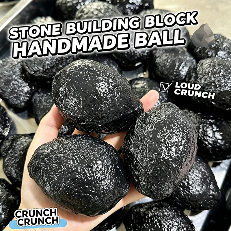 Handmade Stone Squishy Stress Ball Filled Hand Grip Squeeze Crispy ASMR Sound Fidget Sensory Toy Portable Pocket Decompress Toy