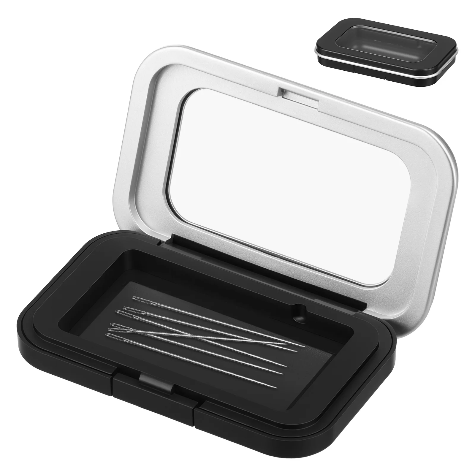 Boîte de rangement magnétique pour aiguilles avec couvercles transparents à fermeture à pression, organiseur d'aiguilles à coudre, fournitures d'artisanat, convient aux épingles de moins de 2,56 pouces