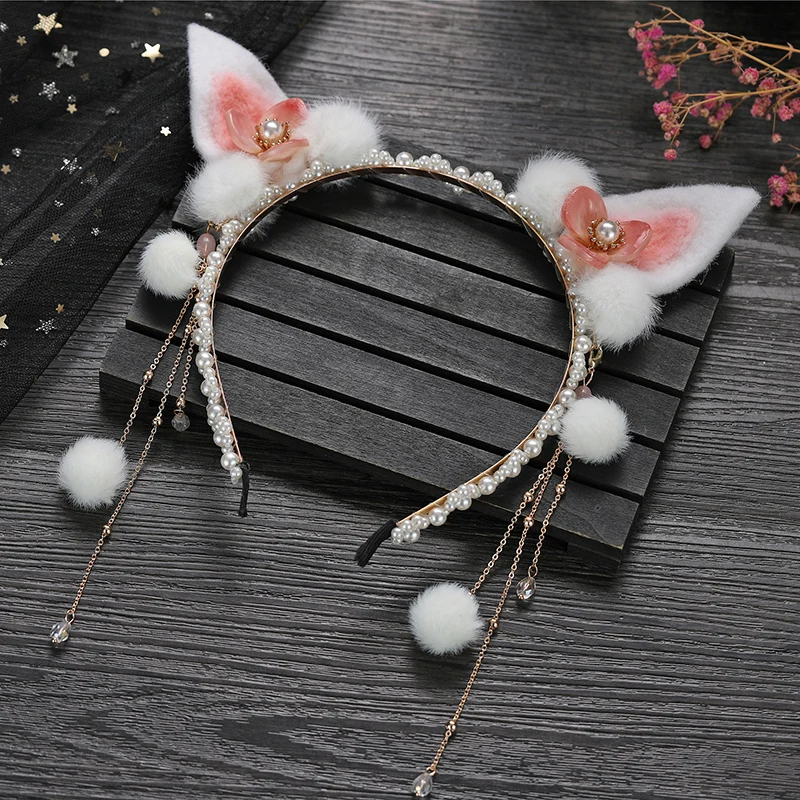 Cute Lolita Fairy Headdress Bunny Ear Tassel Buyao Headband Hanfu Hairpin Hair Accessories Cosplay Princess Headwear Hair Hoop