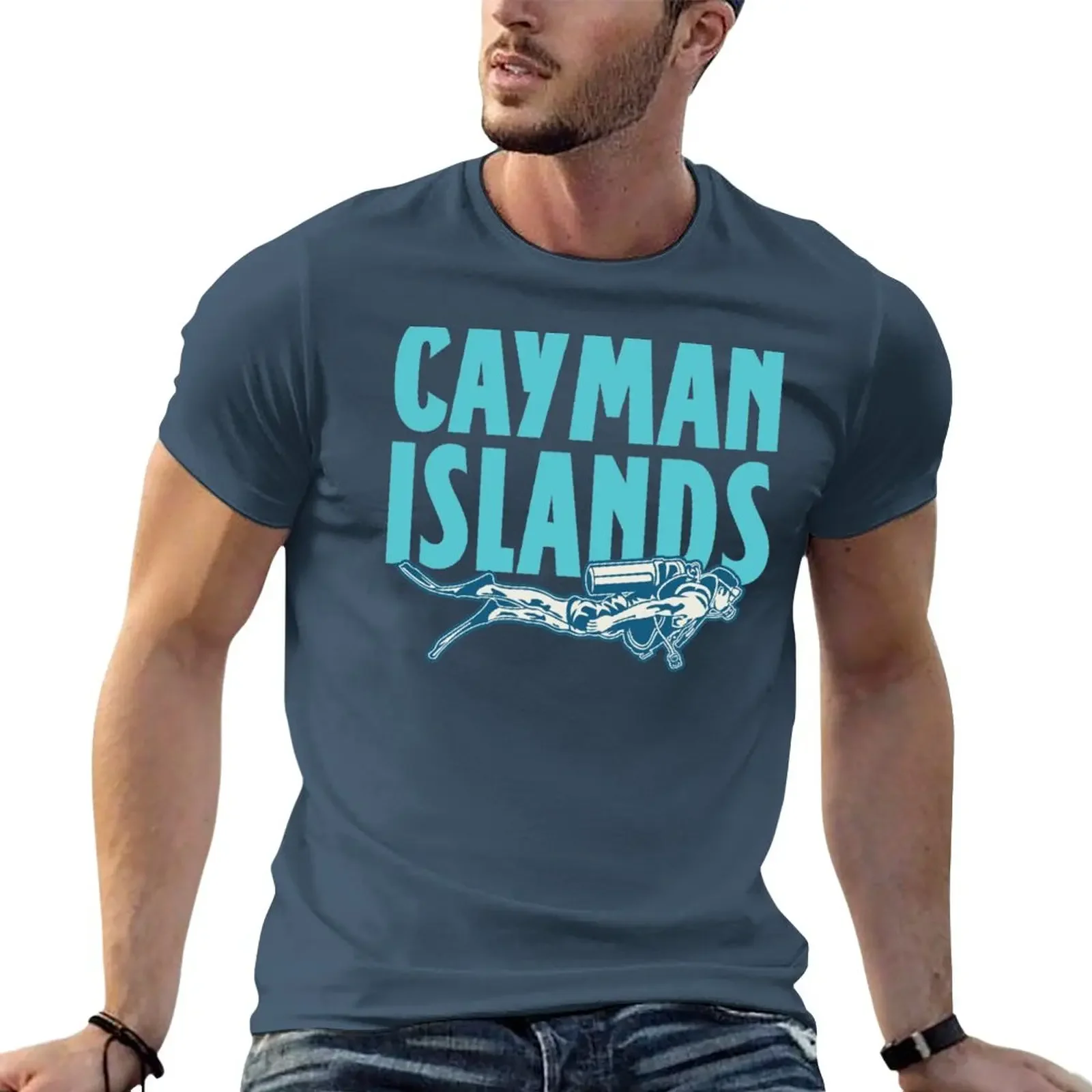 Mens casual stylish graphic oversized Cayman Islands Scuba Diving custom t shirts design your own vintage clothes Anime t-shirt