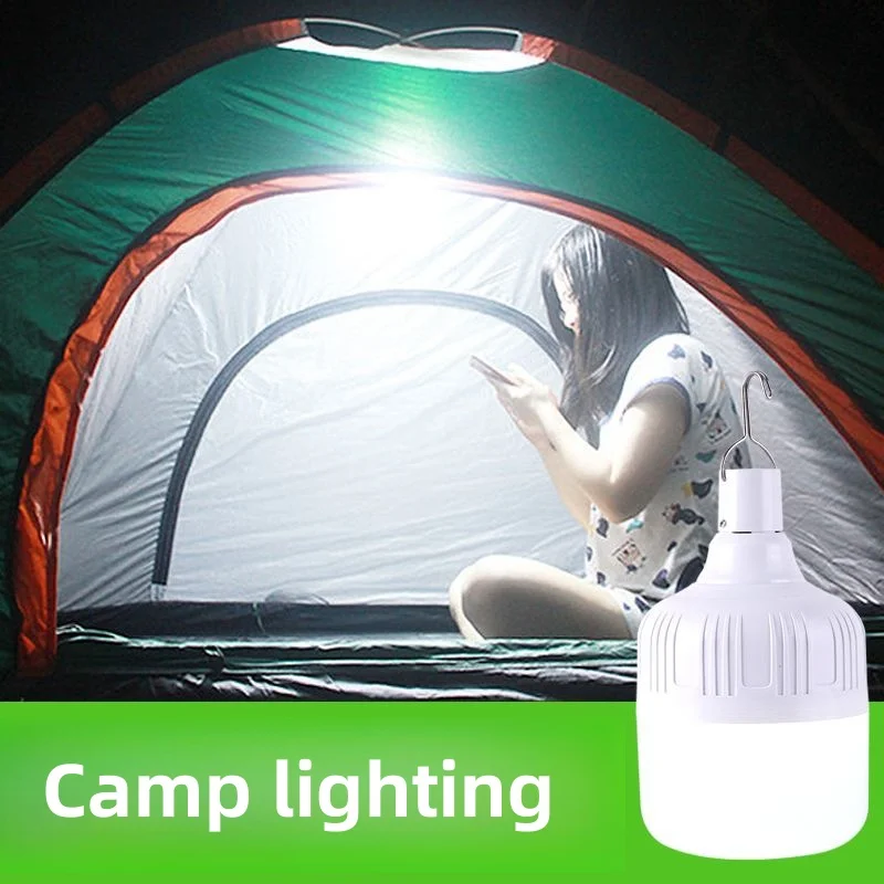 2pcs Rechargeable LED Indoor Outdoor Emergency Hookup Portable Lights with Battery Flashing Lights Barbecue Tent Camping Lights