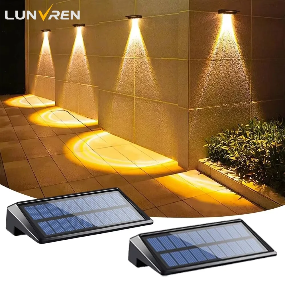 2 szt. lamp słonecznych 4 lampy LED na ogrodzenie słoneczne Zewnętrzne wodoodporne lampy solarne na taras Lampy ścienne na ogrodzenie Ścieżka podwórkowa