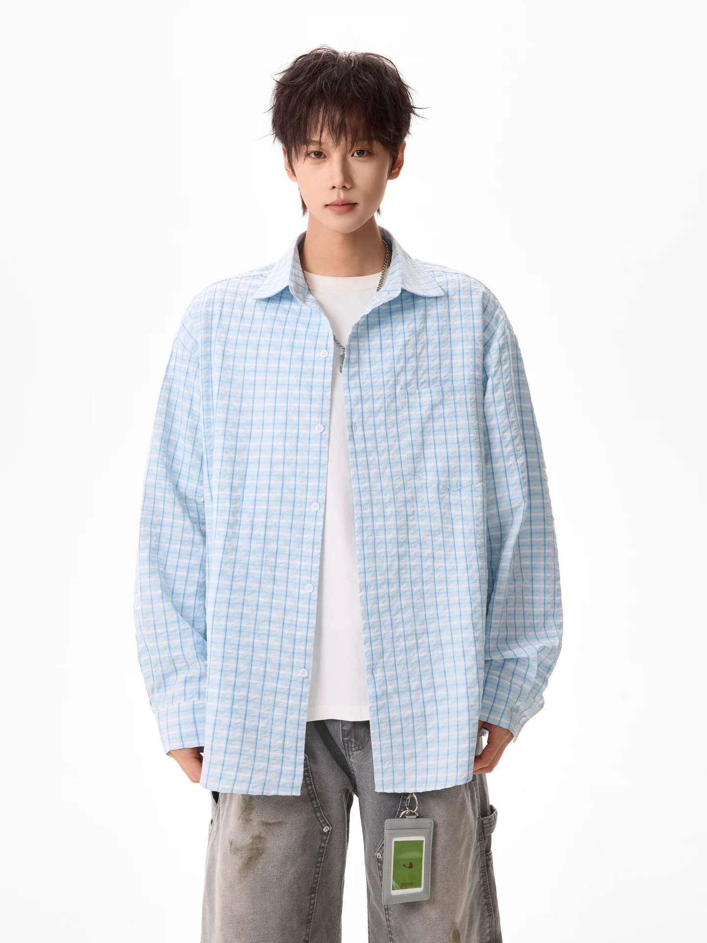 

Рубашка Cleanfit в клетку с длинным рукавом, винтажная, свободного кроя, универсальная, весенняя, модная, брендовая, износостойкая, повседневная, молодежная, стильная.