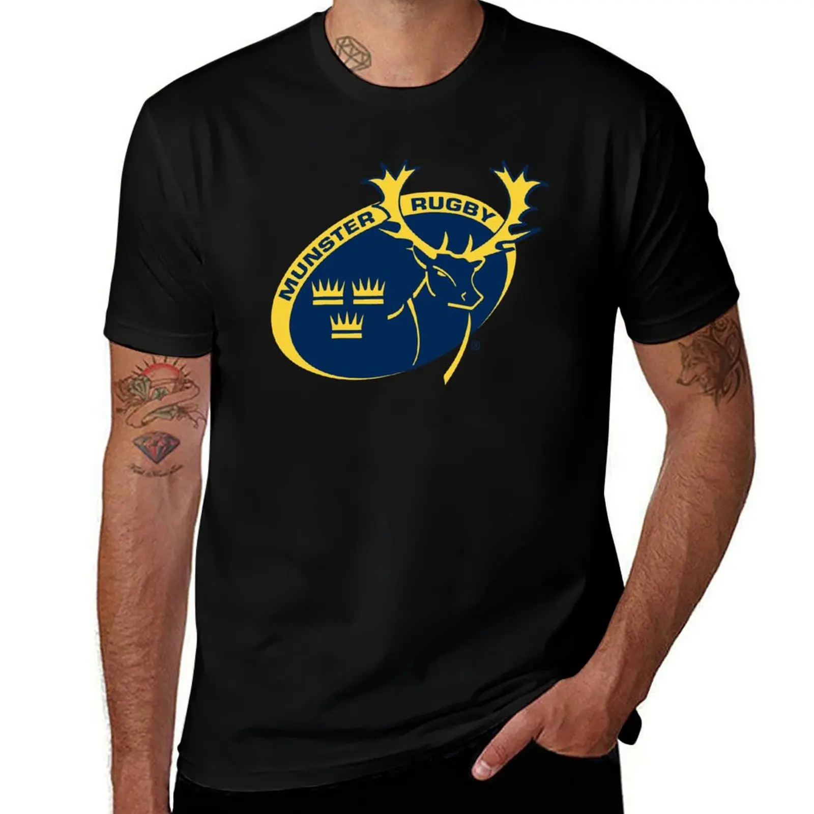 

MUNSTER RUGBY TEAM FANS T-Shirt Simple Solid Color Crew Neck Tee