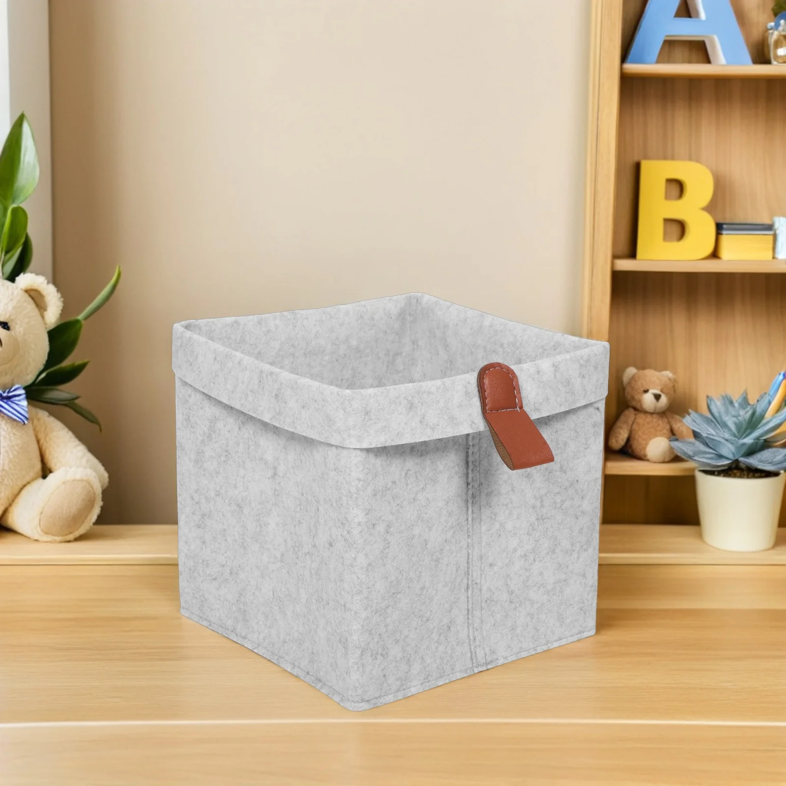 

6Pcs Portable Foldable Felt Storage Baskets Cube Organizer Bin for Small Spaces Nursery Closet Shelf Book Magazine Holder Light