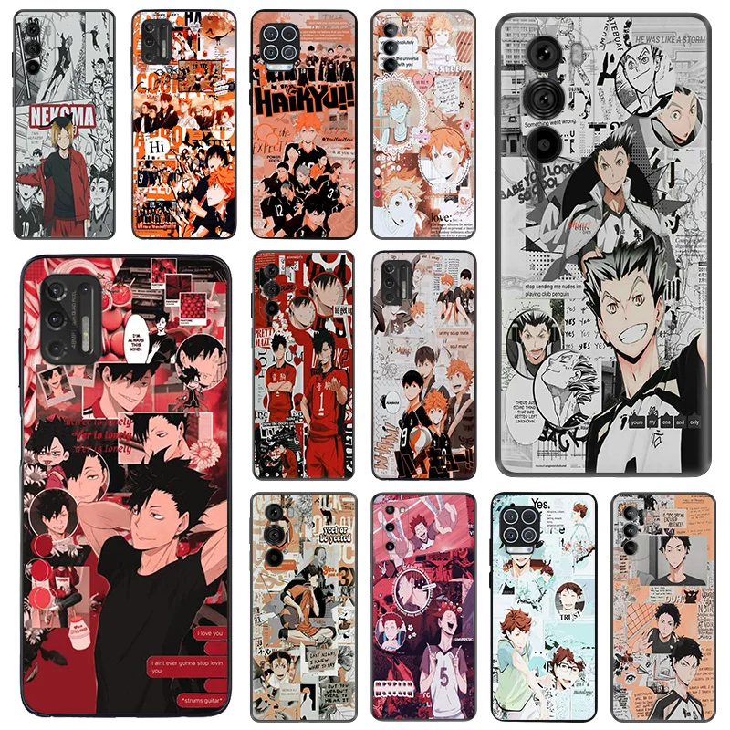 Black Matte Phone Case for Motorola Moto G50 G73 G53 G72 G52 G30 G31 G60 G71 G22 G9 G60S Haikyuu!!! Volleyball Manga Soft Cover