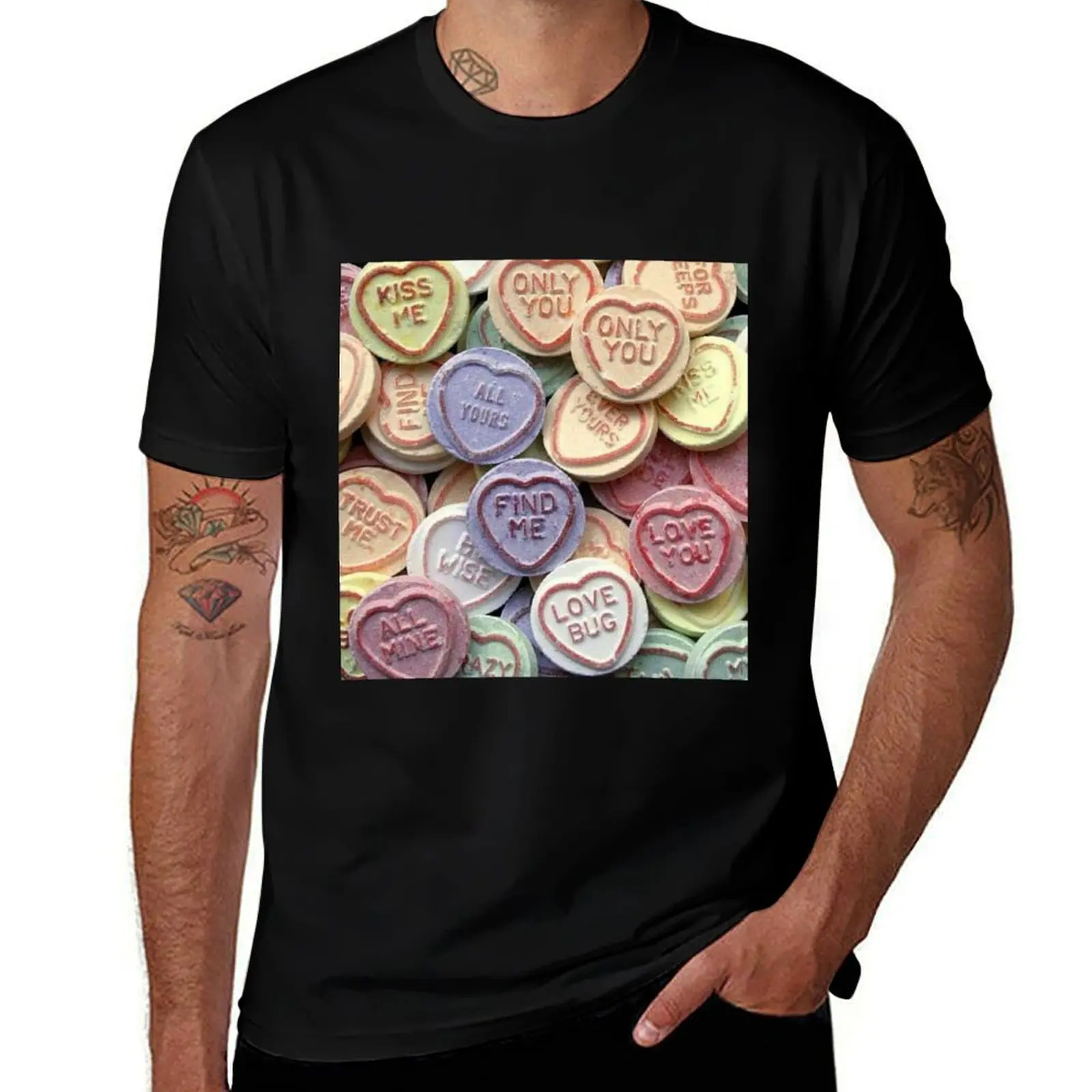 

Love hearts sweets T-Shirt summer shirt oversized summer top men t shirts