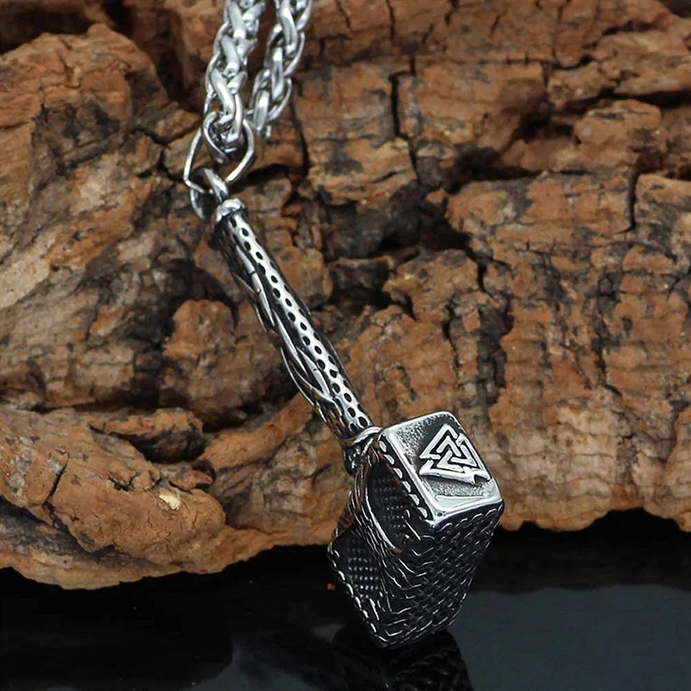 Vintage Nordic Valknut Pendant For Men Stainless Steel Viking Thor Hammer Pendant Celtic Knot Amulet Jewelry Gifts Dropshipping image 3