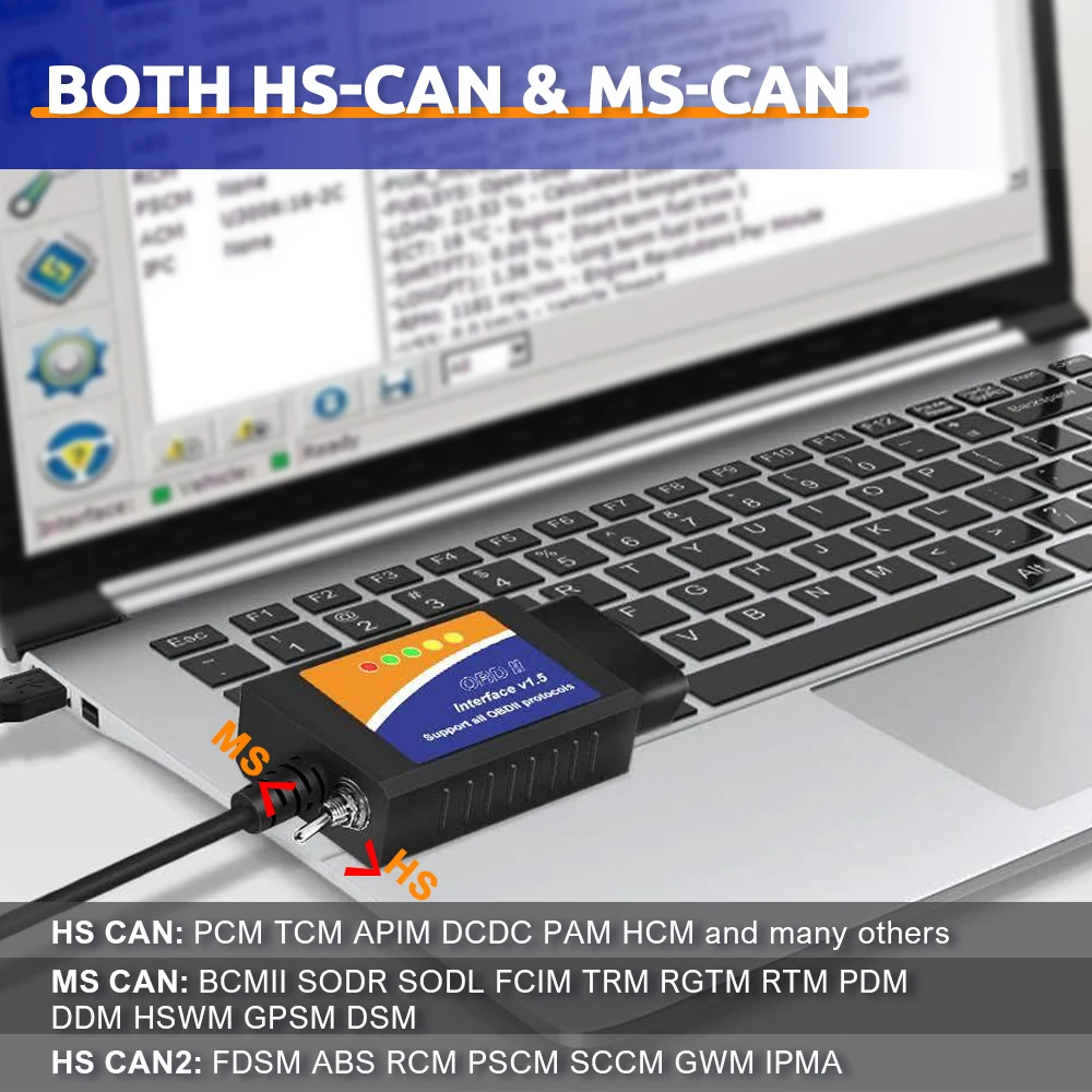 ELM327 USB V1.5 لفورد فورسكان Obd2 أداة تشخيص السيارة مع HS-CAN MS-CAN التبديل CH340 PIC18F25K80 قارئ رمز البرمجة