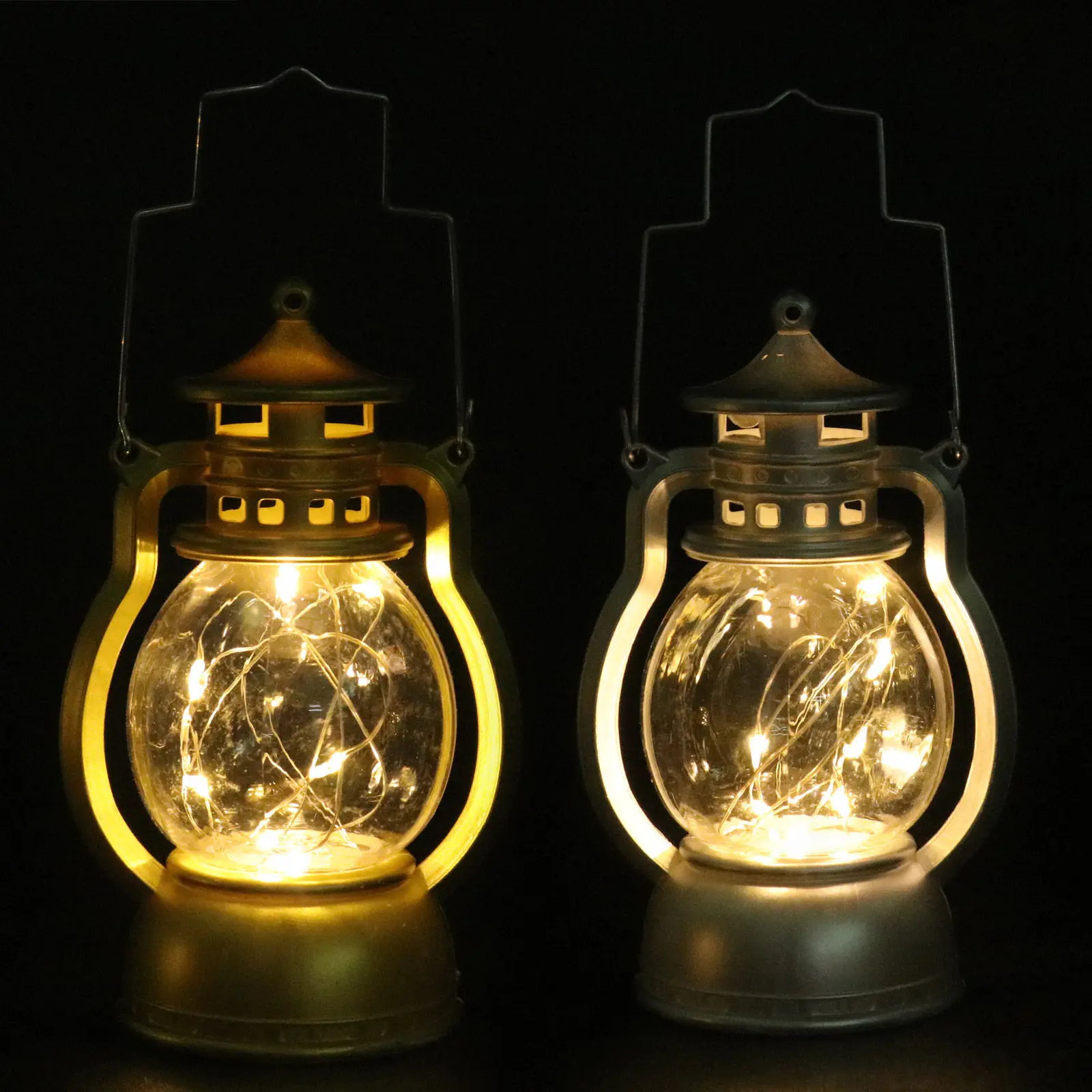 2Pcs Vintage Decorative Lantern Retro Handheld Lamp for Home Party Christmas Bar Ktv Carnival Decor Desktop Hanging Lamp