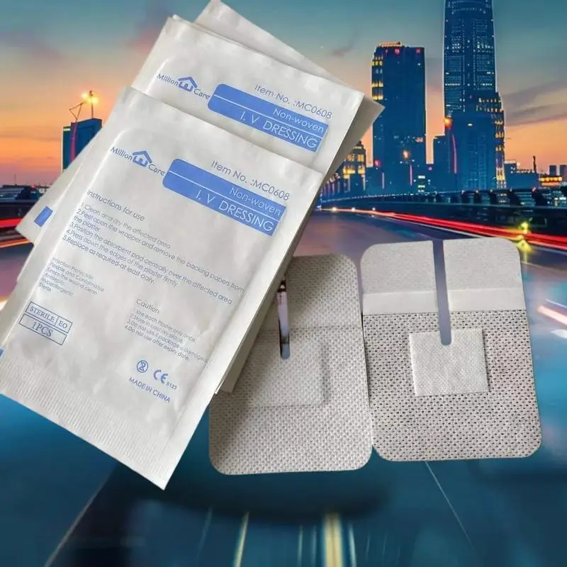 U Type Self Stick 6x8cm Wound Dressing, Non-Sterile, Packs of 5/10/15, Spunlace, IV Cannula Fixed Non-Woven Dressing Film