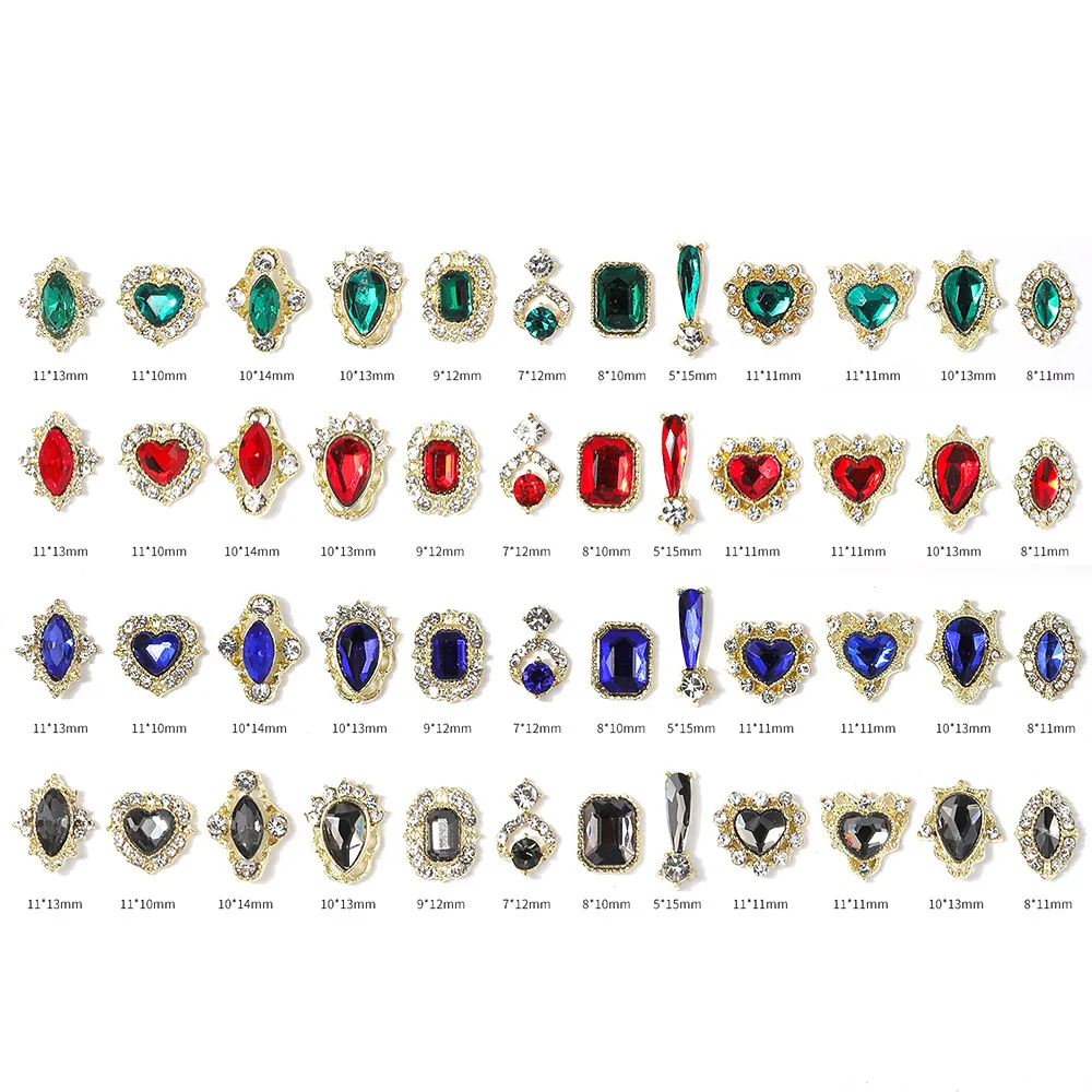 10PCS 3D Luxury Alloy Nail Art Charms เครื่องประดับอัญมณีหินอุปกรณ์เสริมสําหรับตกแต่งเล็บอุปกรณ์ตกแต่งเล็บวัสดุ