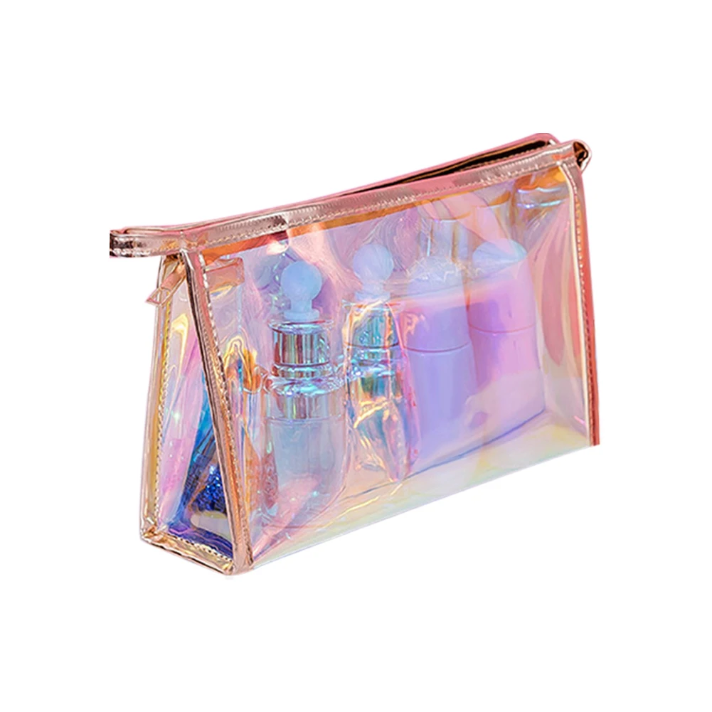 Cosmetic Bag Laser Cosmetic Bag Glitter Travel Accessories Girls Toiletry Bag Airplane Transparent Holographic Makeup Bag