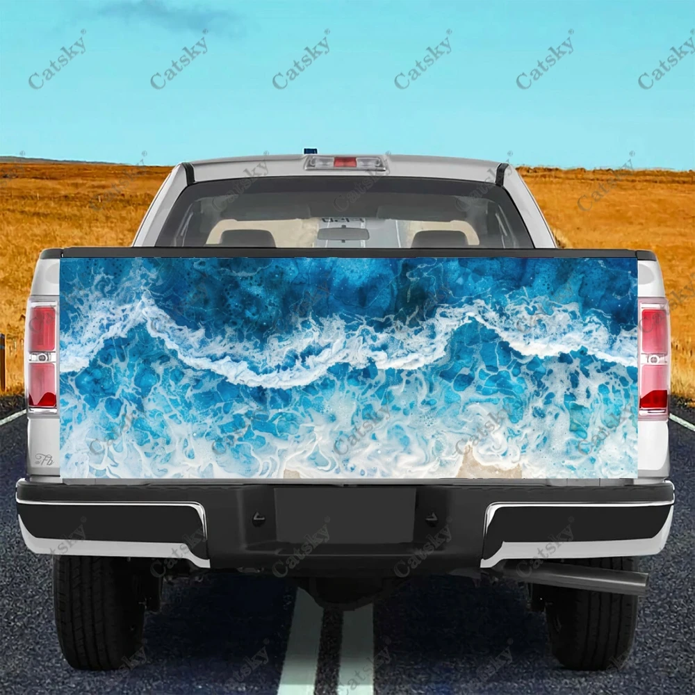 Waves in Ocean Truck Tailgate Wrap Professional Grade Material Universal Fit for Full Size Trucks Weatherproof