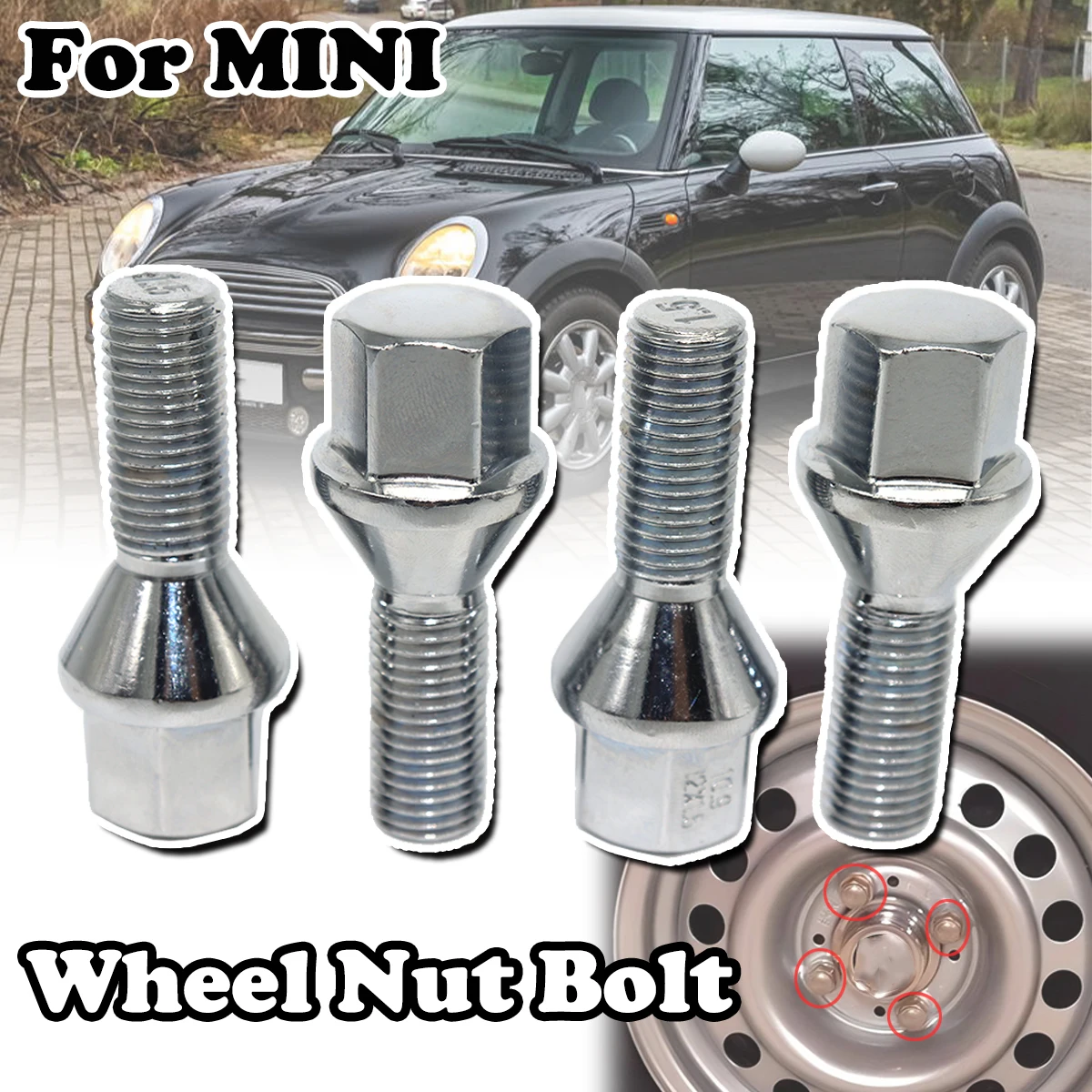 

4pcs/5pcs Car Wheel Tyre Nut Stud For MINI R50 R53 R52 R55 R56 R57 Cooper/Cooper S /One D/One Lug Bolt Screw Replacement Longer