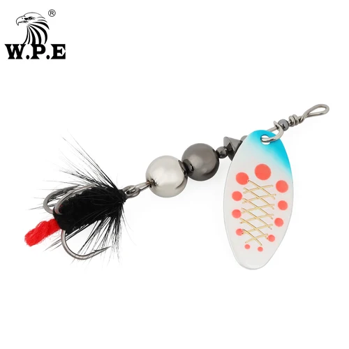 W.P.E-señuelo de Pesca giratorio, 6g/8g/11g, cuchara de latón, anzuelo triple de Metal, cebo duro, señuelo de lubina, aparejos de Pesca falsos, 1 Uds.