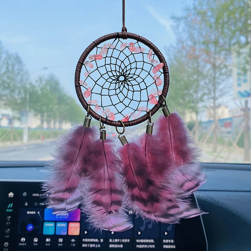 Boho Crystal Feathers Dream Catchers Car Hanging Small Wind Chimes Door Pendants Home Decorations For Festival Birthday Gifts