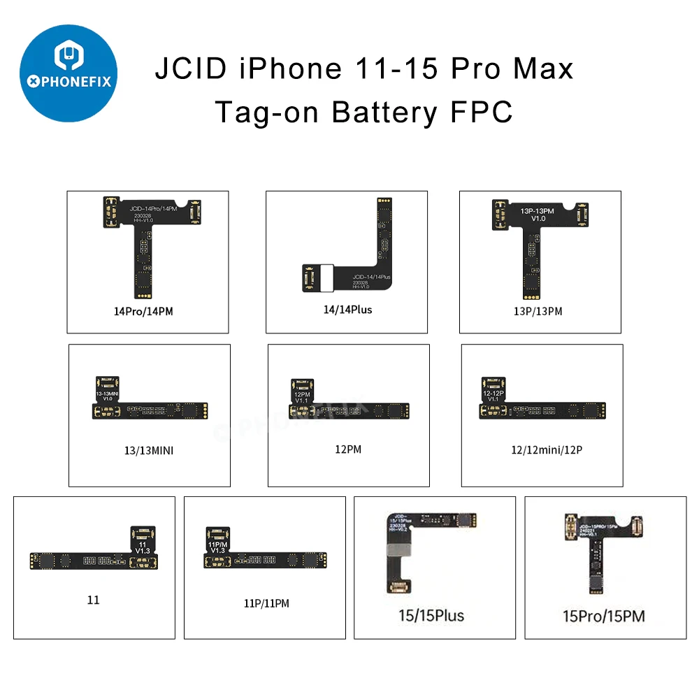 Cavo flessibile per riparazione batteria JC V1SE per iPhone 11 12 13 14 15PM Programmatore di riparazione Batteria Lettura Scrivi Rimuovi errori Avviso salute