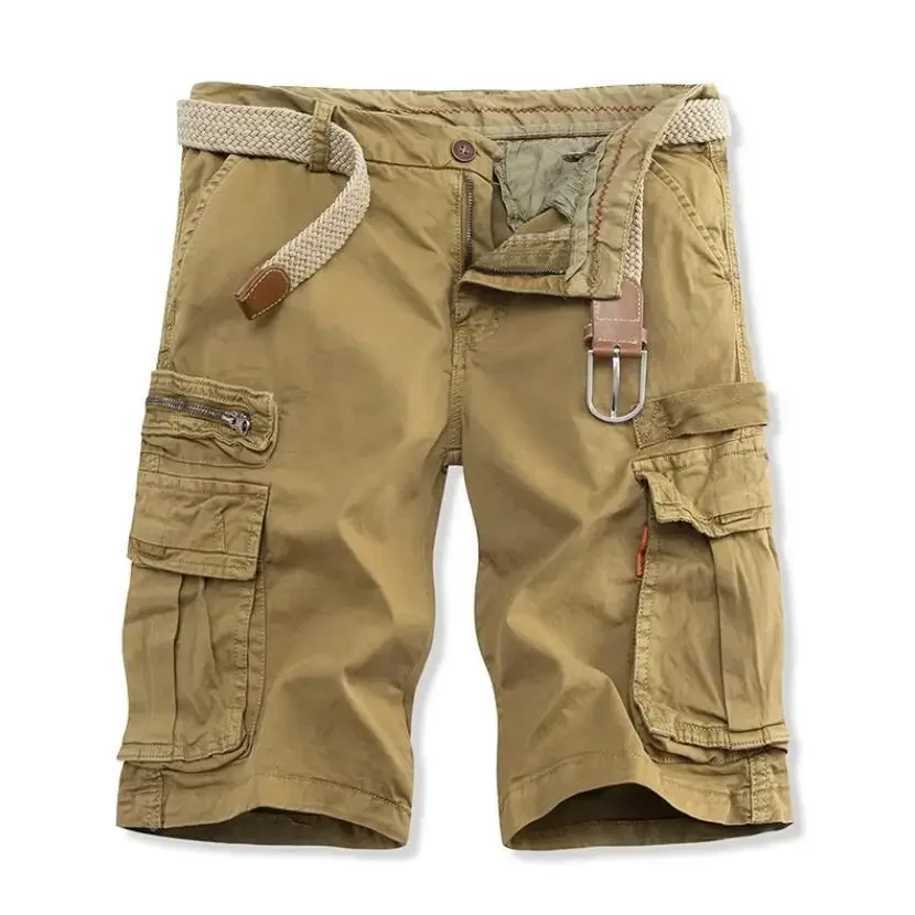 Men Summer Cargo Shorts Casual Tool Shorts High Quality Man Military Multi Pocket Pants Loose Cargo Pants No belts Size 40