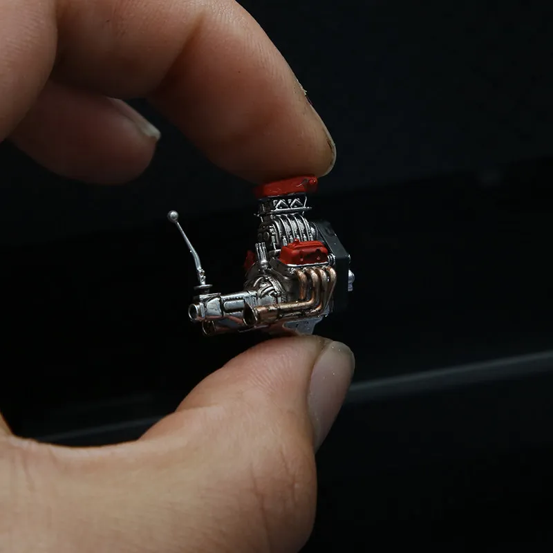 Neues 1/64 Simulations-Automotor-Modellbausatz Miniatur-DIY-Szene mit handbemaltem Automodell Spielzeug Handgefertigtes Geschenk Ornament