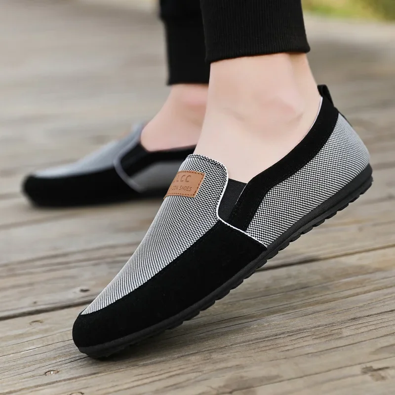 Shoes for Men Casual Slip on Loafers Plus Size Breathable Canvas Driving Shoes Office Walking Flats Non Slip 2024